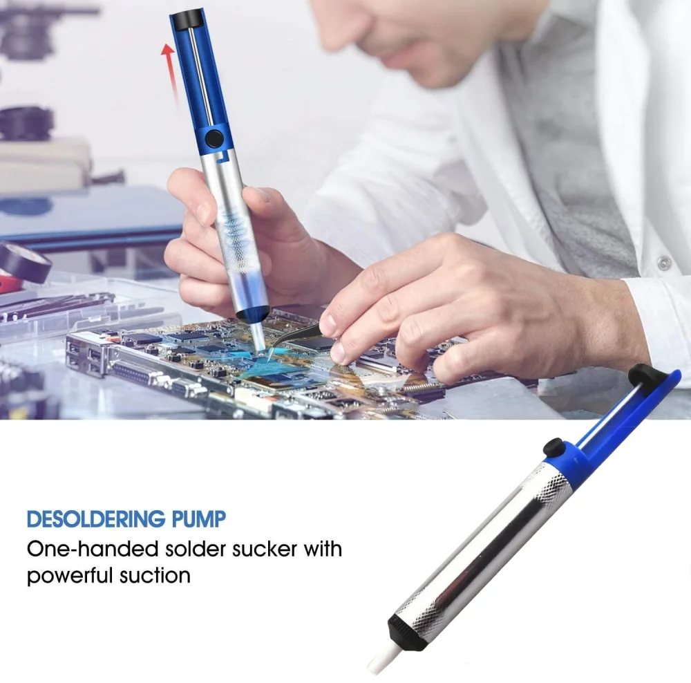 Desoldering Pump Solder - Вакуумный отпаяльник-ручка для удаления припоя, алюминиевый
