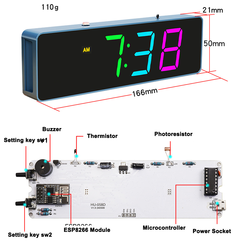 Комплект красочных часов ESP82 – обзор и цена Diy Home Electronics Projects