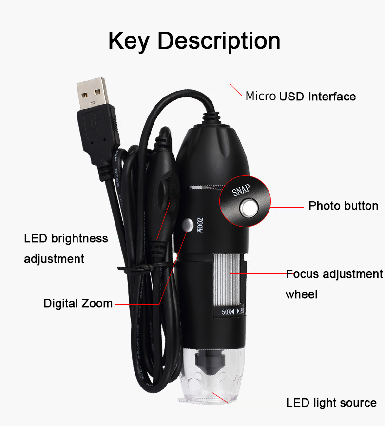 USB цифровой микроскоп 500X/10 – обзор и цена Diy Electronics Microscope
